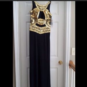 black and gold beaded Jovani gown
